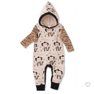 Monkey Print Kids Onesie with Hood